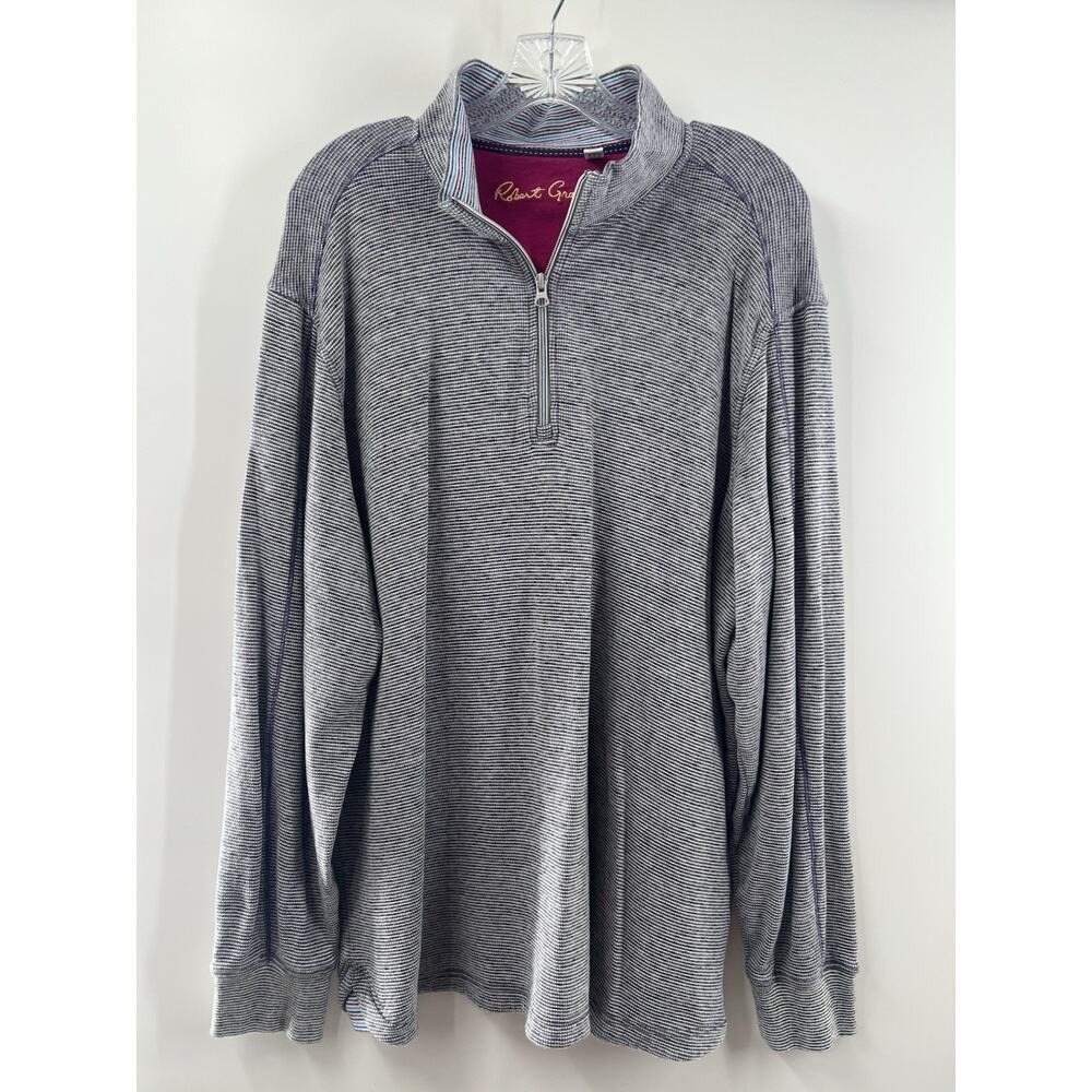 Robert Graham Men’s 1/4 Zip Cotton Blend Pullover Sweatshirt Designer Size 2XL